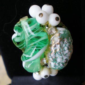 Upcycled 1940's Earring as RING - Adjustable - One Size - Art to Wear OOAK